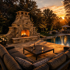 FireRock Pre-Fabricated Arched Outdoor Wood Burning Fireplace | Tuscan-Style Masonry | 30", 36" & 42"
