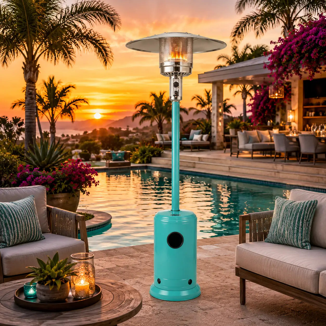 Fire Sense Commercial Series Propane Patio Heater | 48,000 BTU | 4 Designer Colors
