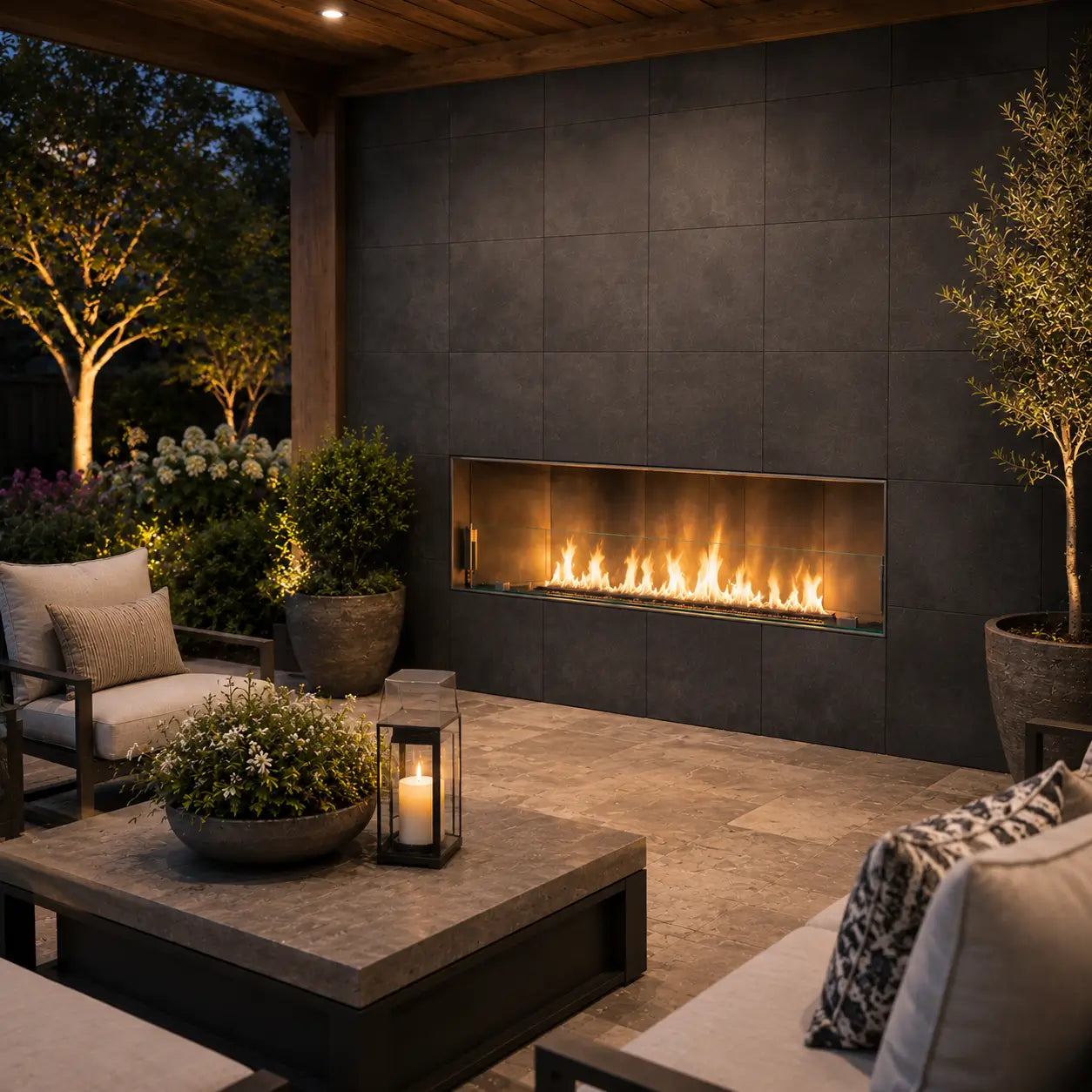 Fire Gear Kalea Bay Outdoor Linear Gas Fireplace - Front View