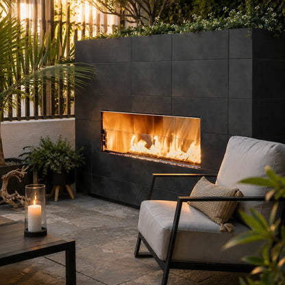 Fire Gear Kalea Bay Outdoor Linear Gas Fireplace - Outdoor Kitchen Installation