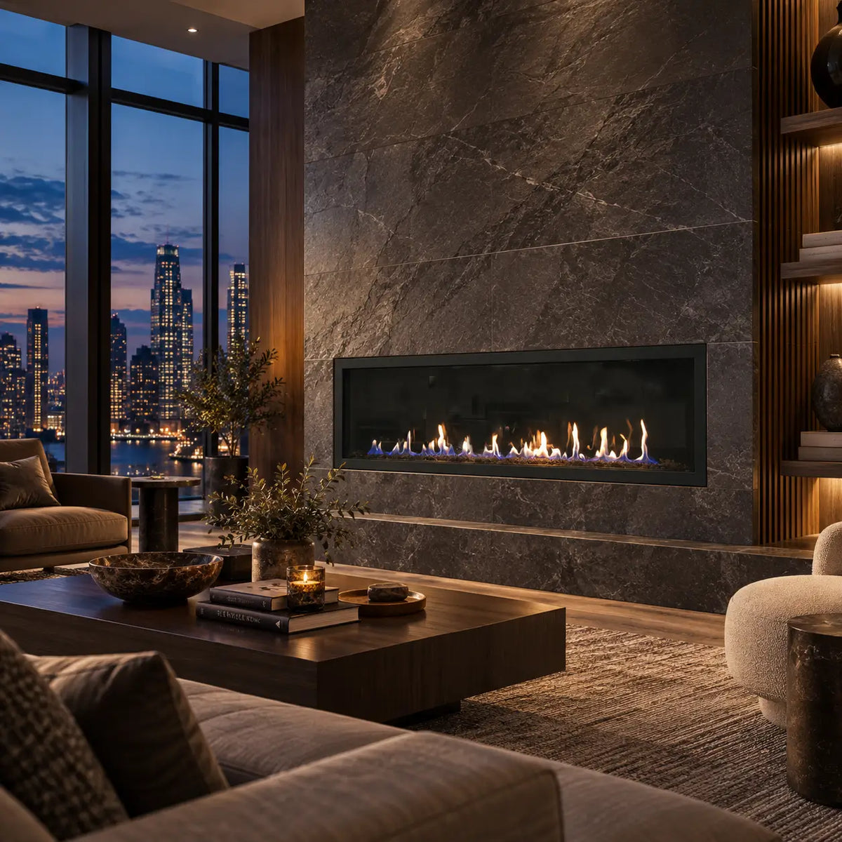 Sierra Flame Austin 65" Direct Vent Linear Gas Fireplace | Deluxe System | NG & LP