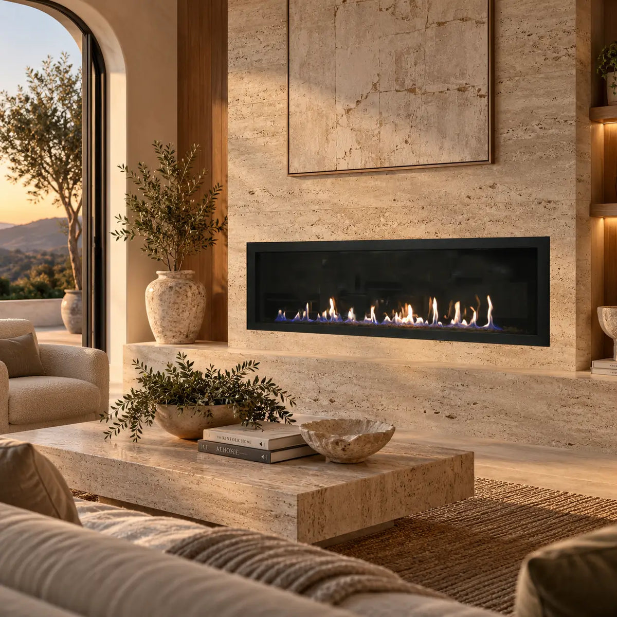 Sierra Flame Austin 65" Direct Vent Linear Gas Fireplace | Deluxe System | NG & LP