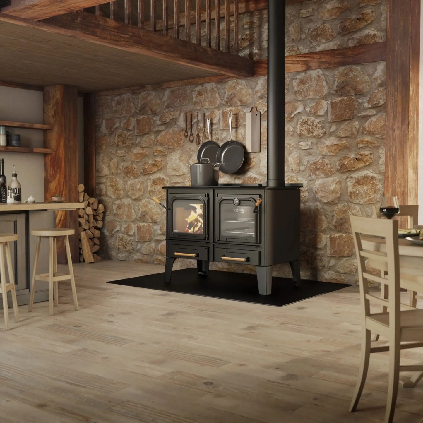 Drolet Chic-Choc Wood Cookstove Black Finish Angle View