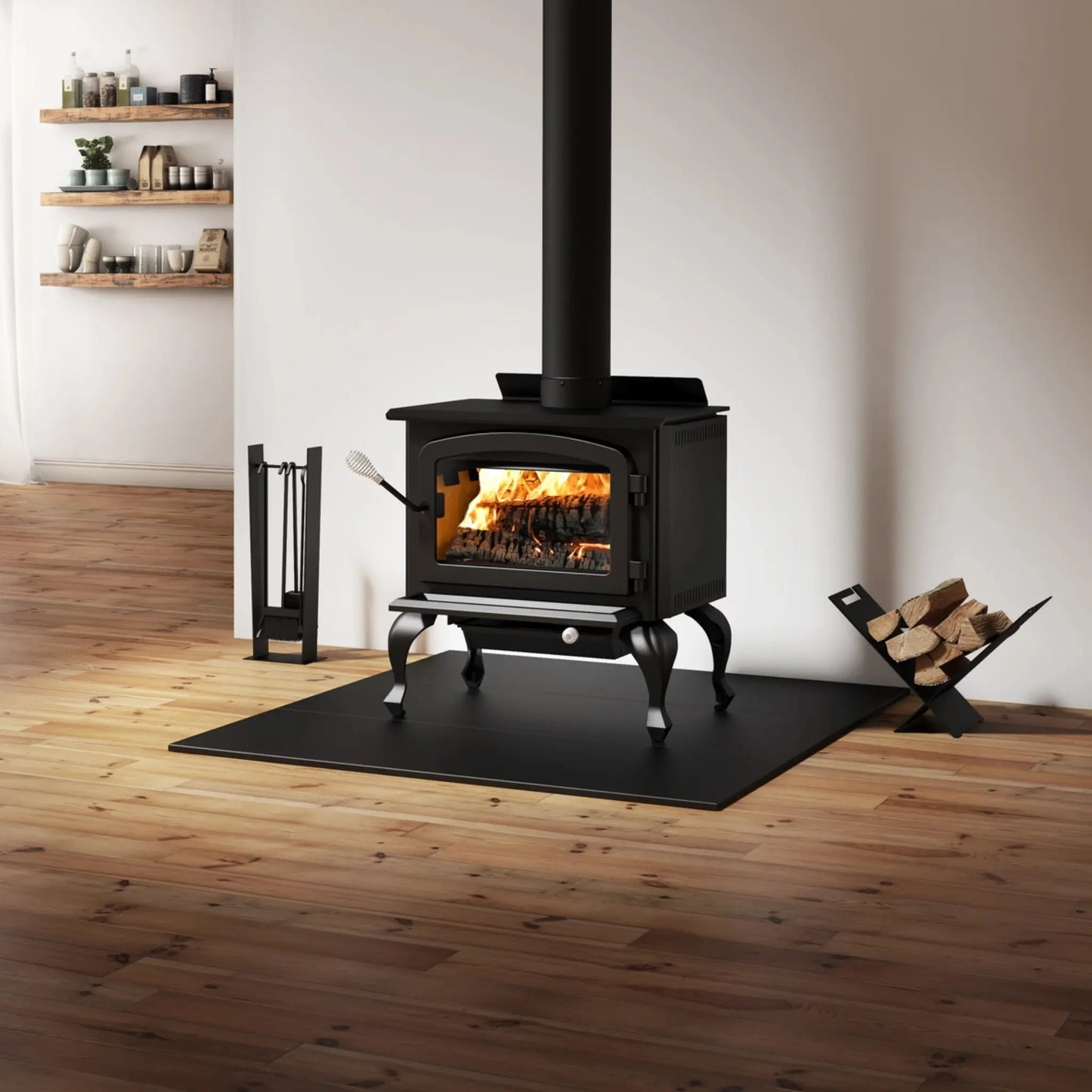 Drolet Columbia II Wood Stove - Black Finish Angle View