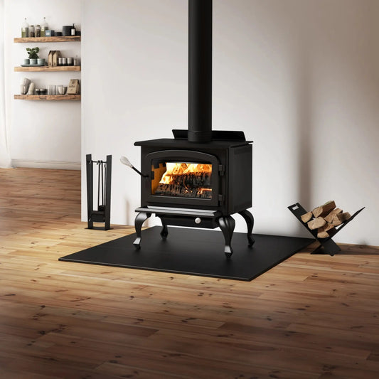 Drolet Columbia II Wood Stove - Black Finish Angle View