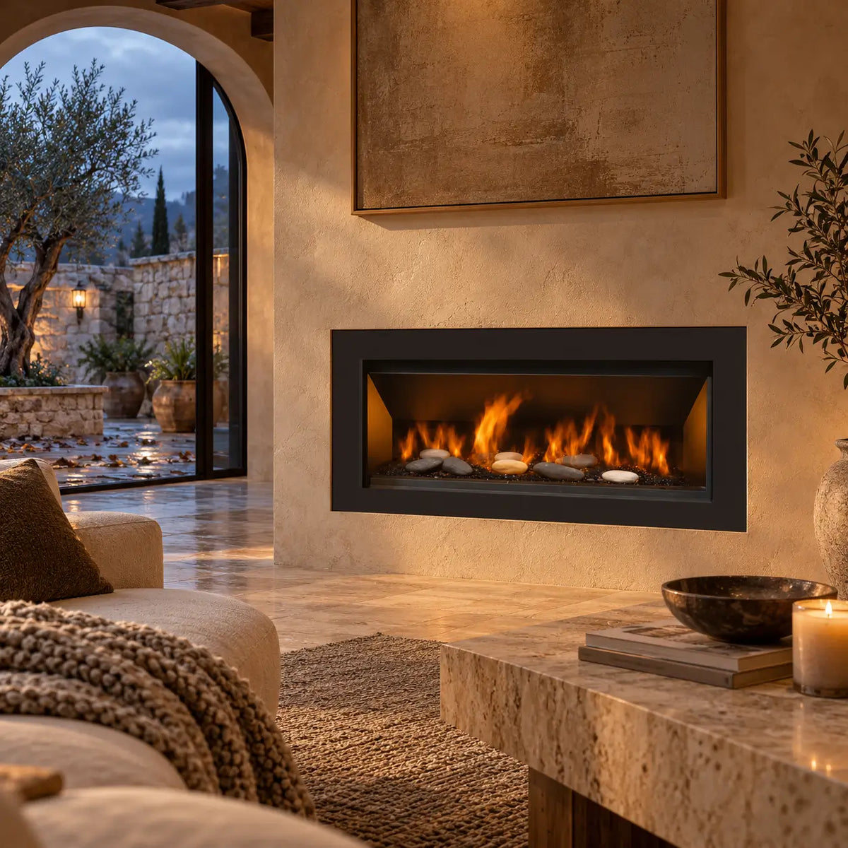 Sierra Flame Bennett 45" Direct Vent Linear Gas Fireplace | Deluxe System | NG & LP