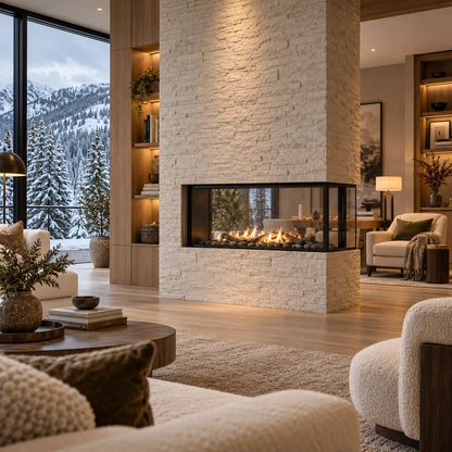 Sierra Flame Lyon 48" 4-Sided See-Through Direct Vent Gas Fireplace | Full 360° View | No Gaps No Screens