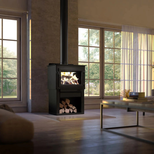 Drolet Deco Alto Wood Stove - Black Finish Angle View