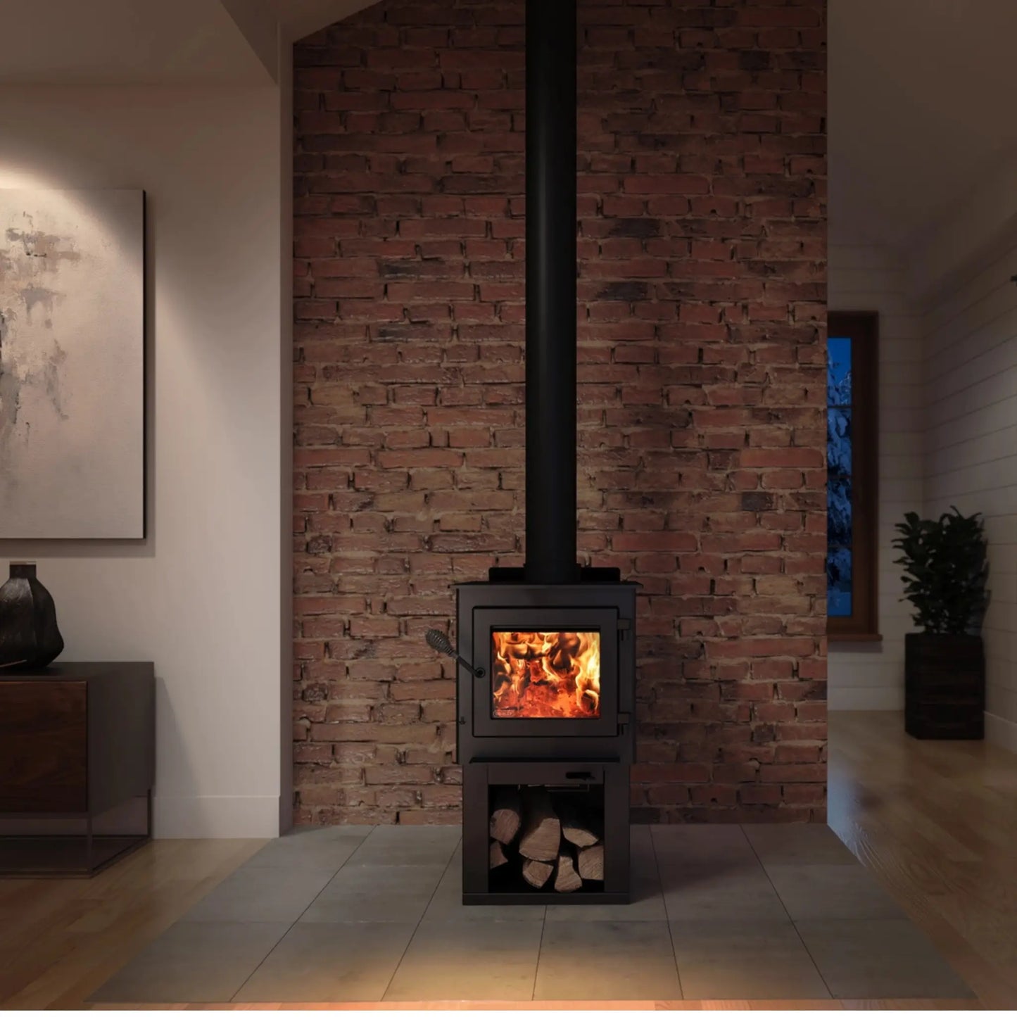 Drolet Deco Nano Wood Stove - Black Finish Front View

