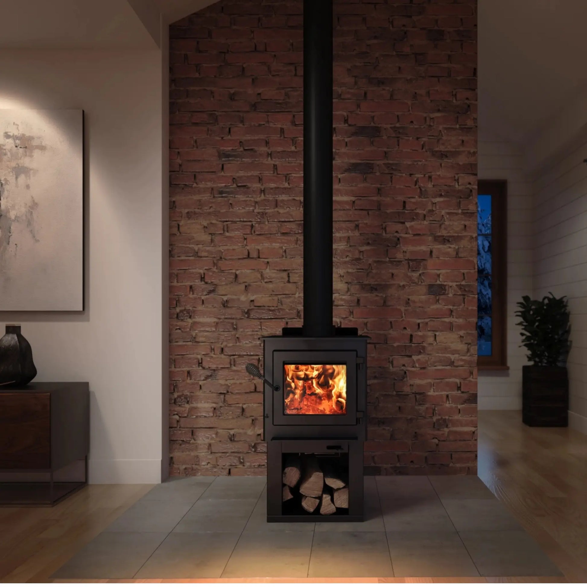 Drolet Deco Nano Wood Stove - Black Finish Front View
