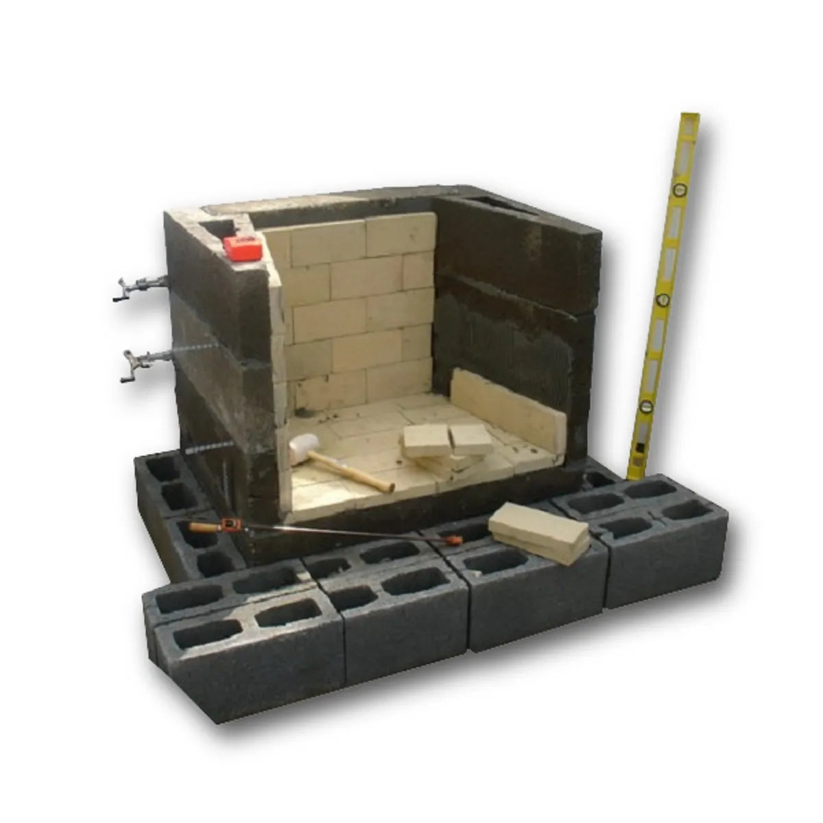 Pre-Fabricated Arched Outdoor Fireplace dimensions and sizing diagram