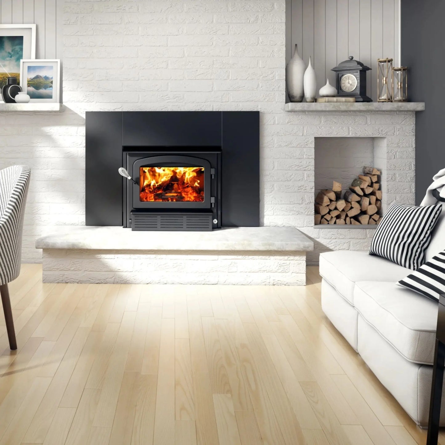Drolet Escape 1500-I Wood Insert With Faceplate - Black Finish Front View
