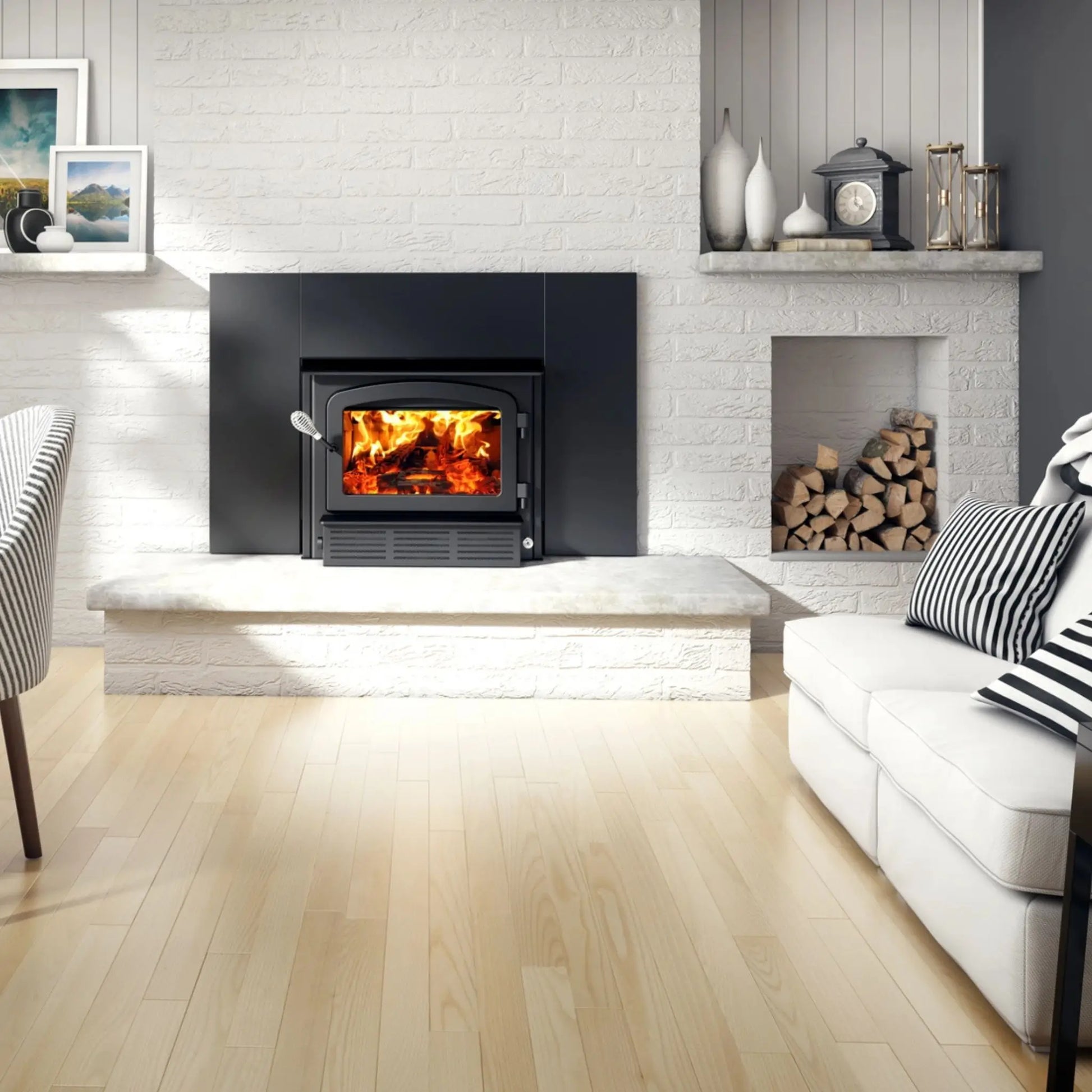 Drolet Escape 1500-I Wood Insert With Faceplate - Black Finish Front View
