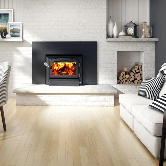Drolet Escape 1500-I Wood Insert With Faceplate - Black Finish Front View

