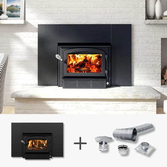 Drolet Escape 1500-I Wood Insert with Faceplate & Liner Kit - Black Finish Front View