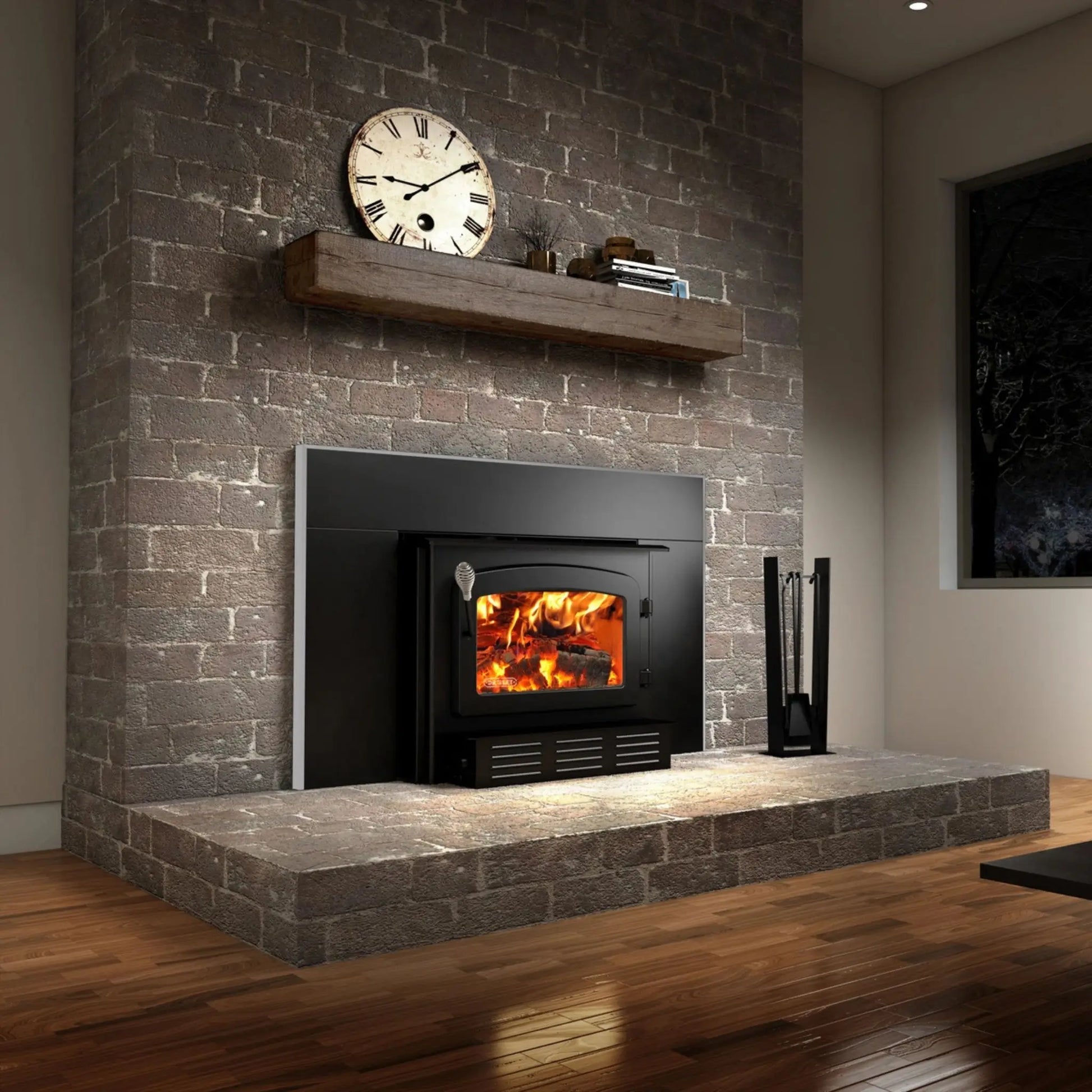 Drolet Escape 1800-I Wood Insert Black Finish Angle View