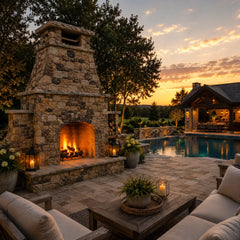 FireRock Pre-Fabricated Arched Outdoor Wood Burning Fireplace | Tuscan-Style Masonry | 30", 36" & 42"