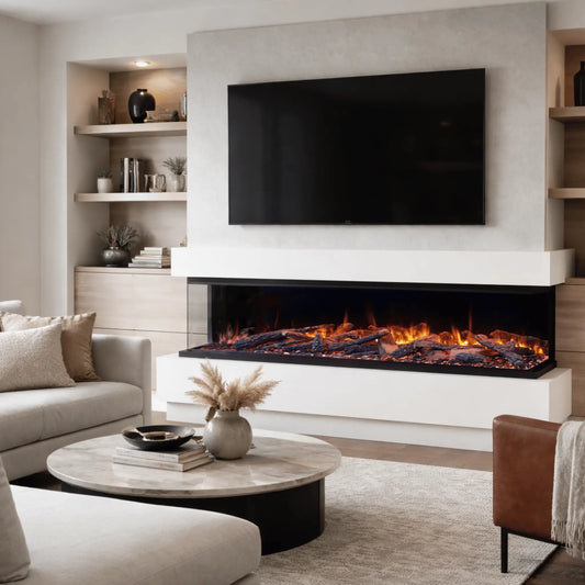 Fire&Ice Luma Forest Electric Fireplace - Black Finish Front View - Black Finish Angle View