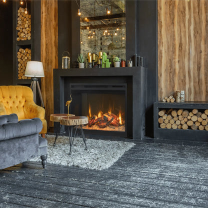 Amantii Fire & Ice RusticStone Electric Fireplace - Black Finish Angle View