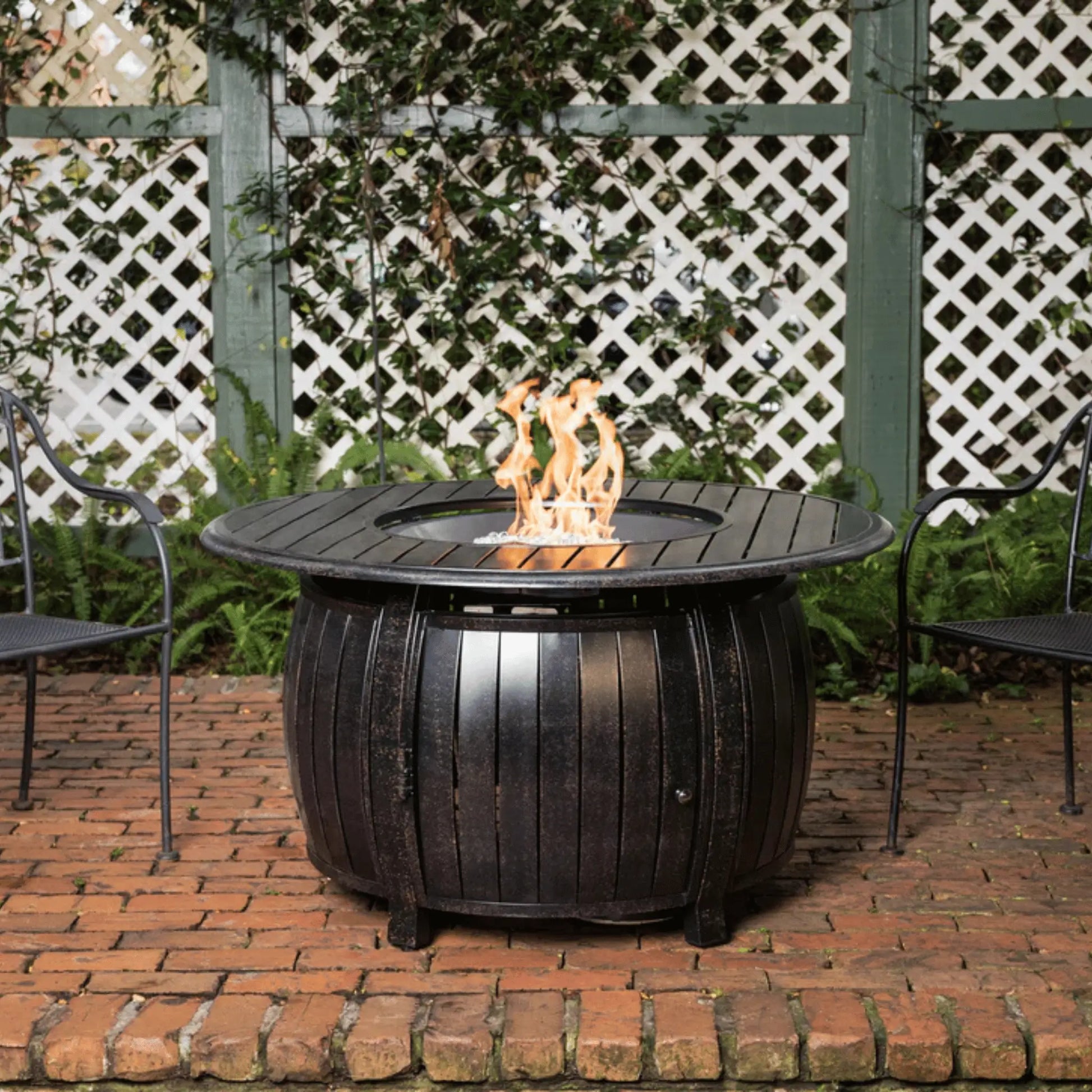 Fire Sense Grand Cooper Propane Fire Pit - Bronze Finish Front View