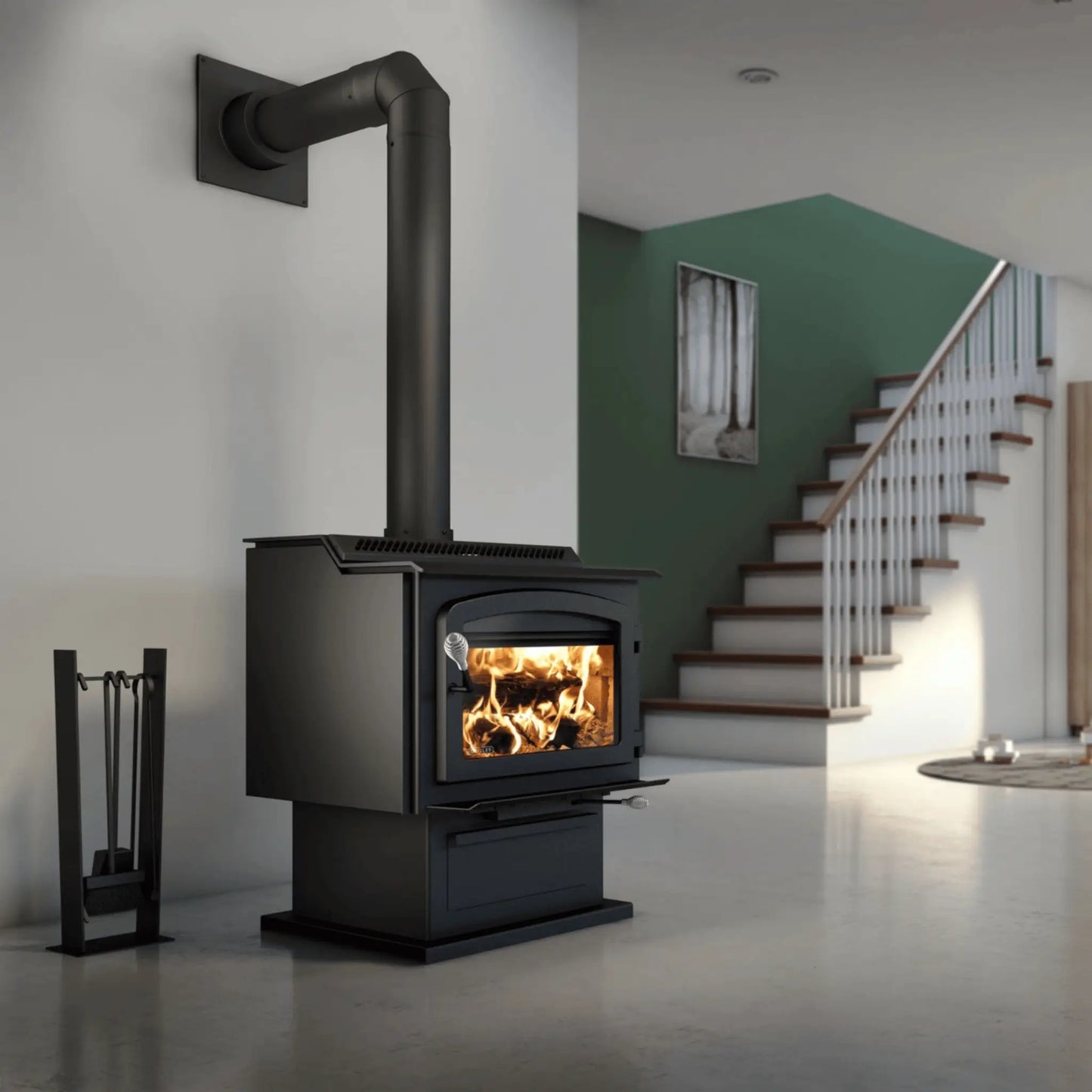 Drolet HT-3000 Wood Stove - Black Finish Angle View