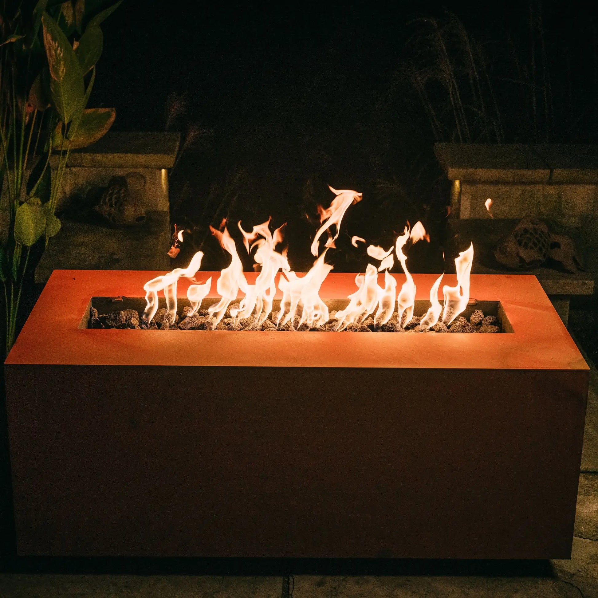 Fire Pit Art Linear Fire Pit 72-Inch – Extra-Large Steel Outdoor Fire Pit Table – Detail View