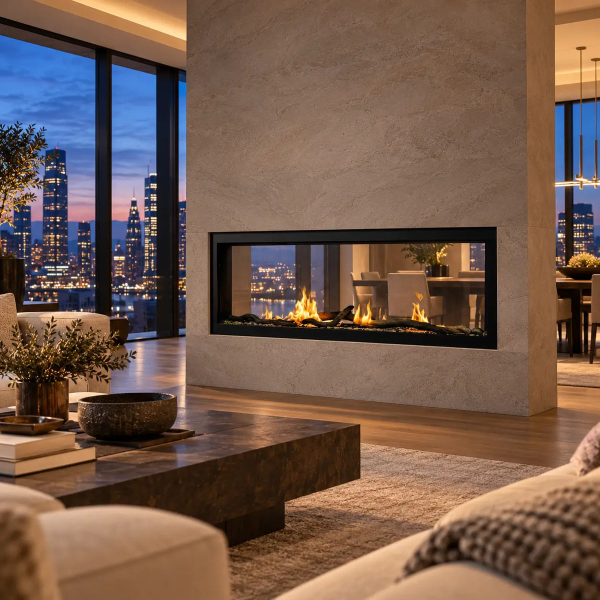 Sierra Flame Emerson 48" Slim See-Through Direct Vent Gas Fireplace | Deluxe | NG & LP