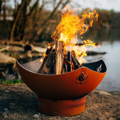 Fire Pit Art Namaste Steel Fire Pit – Lotus Design Outdoor Fire Pit – Main Product Photo