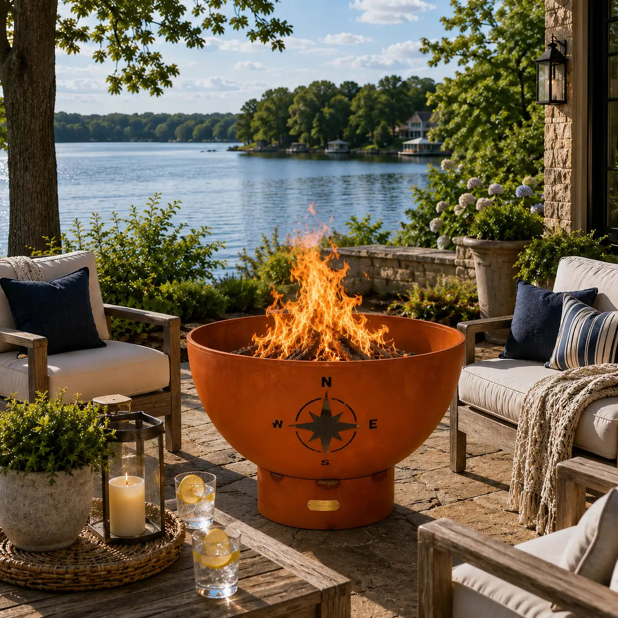 Fire Pit Art Navigator Steel Fire Pit – Nautical Compass Rose Outdoor Fire Pit – Main Product Photo