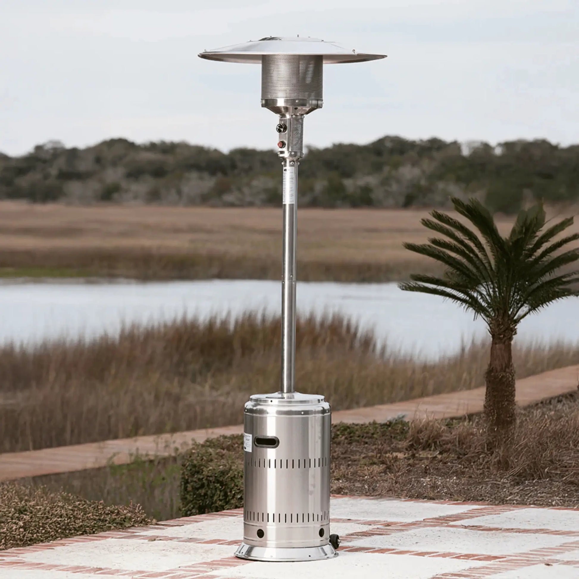 Fire Sense Performance Series Propane Patio Heater - Stainless Steel Finish Front View