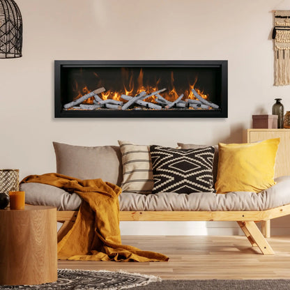 Amantii Symmetry Bespoke Clean-Face Linear Electric Fireplace - Outdoor Installation View