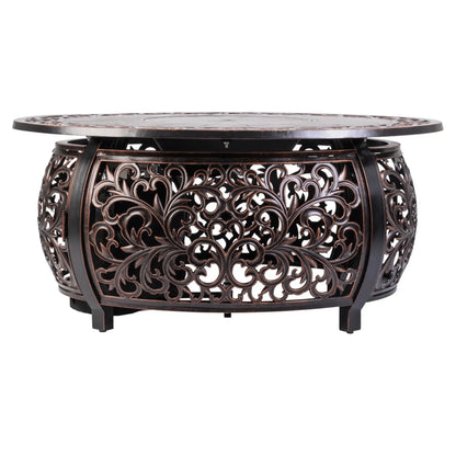 Fire Sense Toulon Oval Aluminum Propane Fire Pit - Product View 3