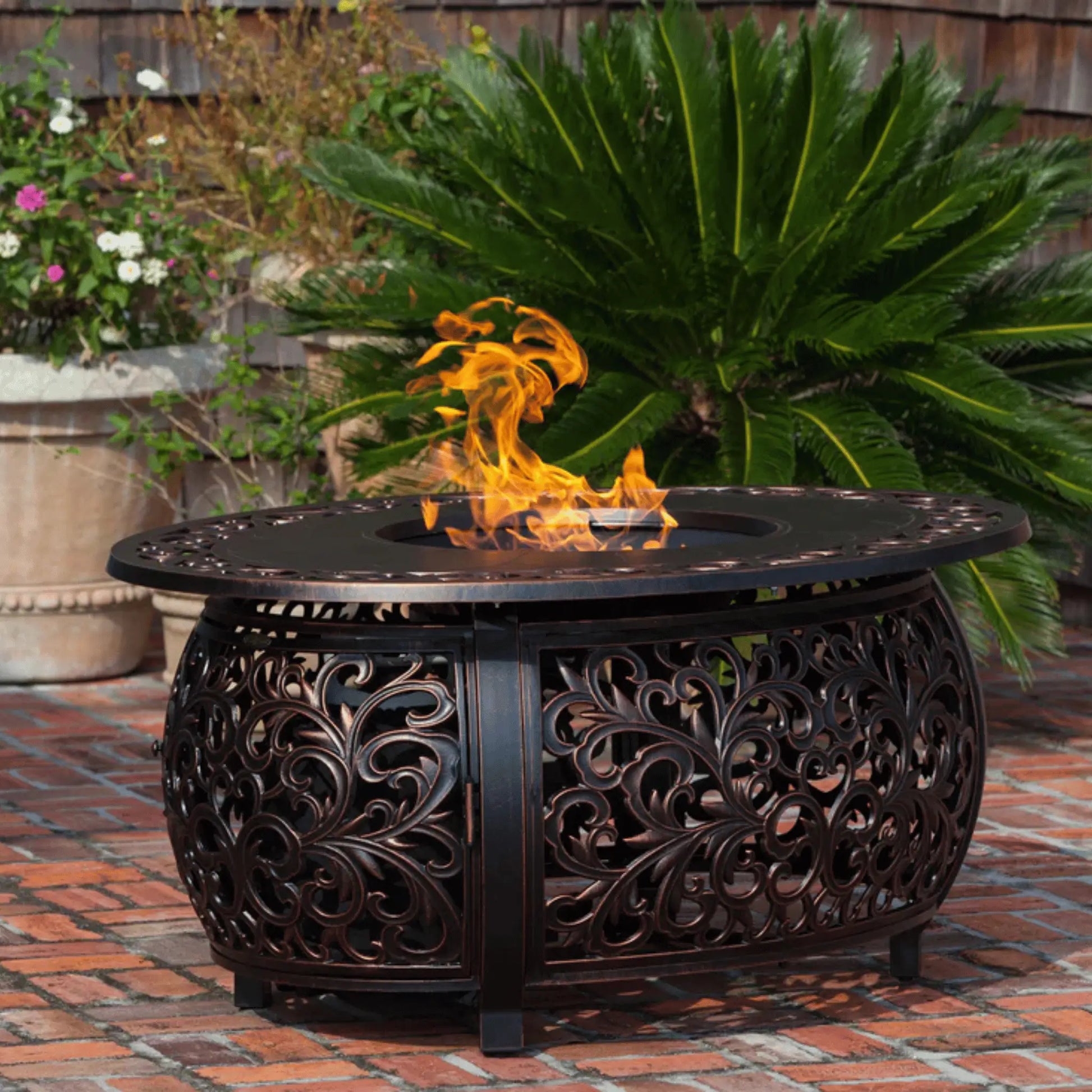 Fire Sense Toulon Oval Aluminum Propane Fire Pit - Product View 2