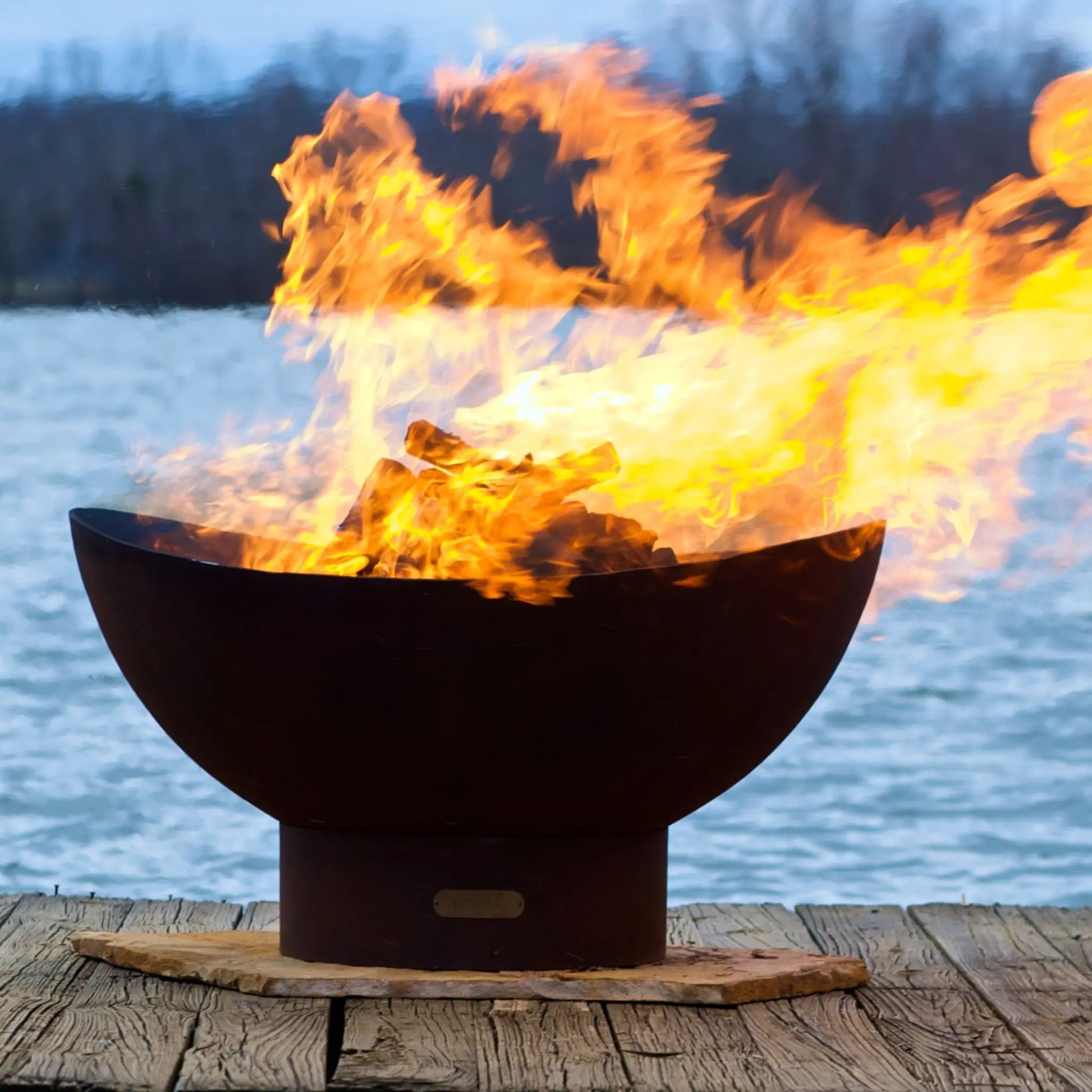 Fire Pit Art Scallop Steel Fire Pit – Coastal Wave Design Outdoor Fire Pit – Main Product Photo
