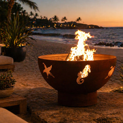 Fire Pit Art Sea Creatures Steel Fire Pit – Ocean Wildlife Cut-Out Outdoor Fire Pit – Main Product Photo