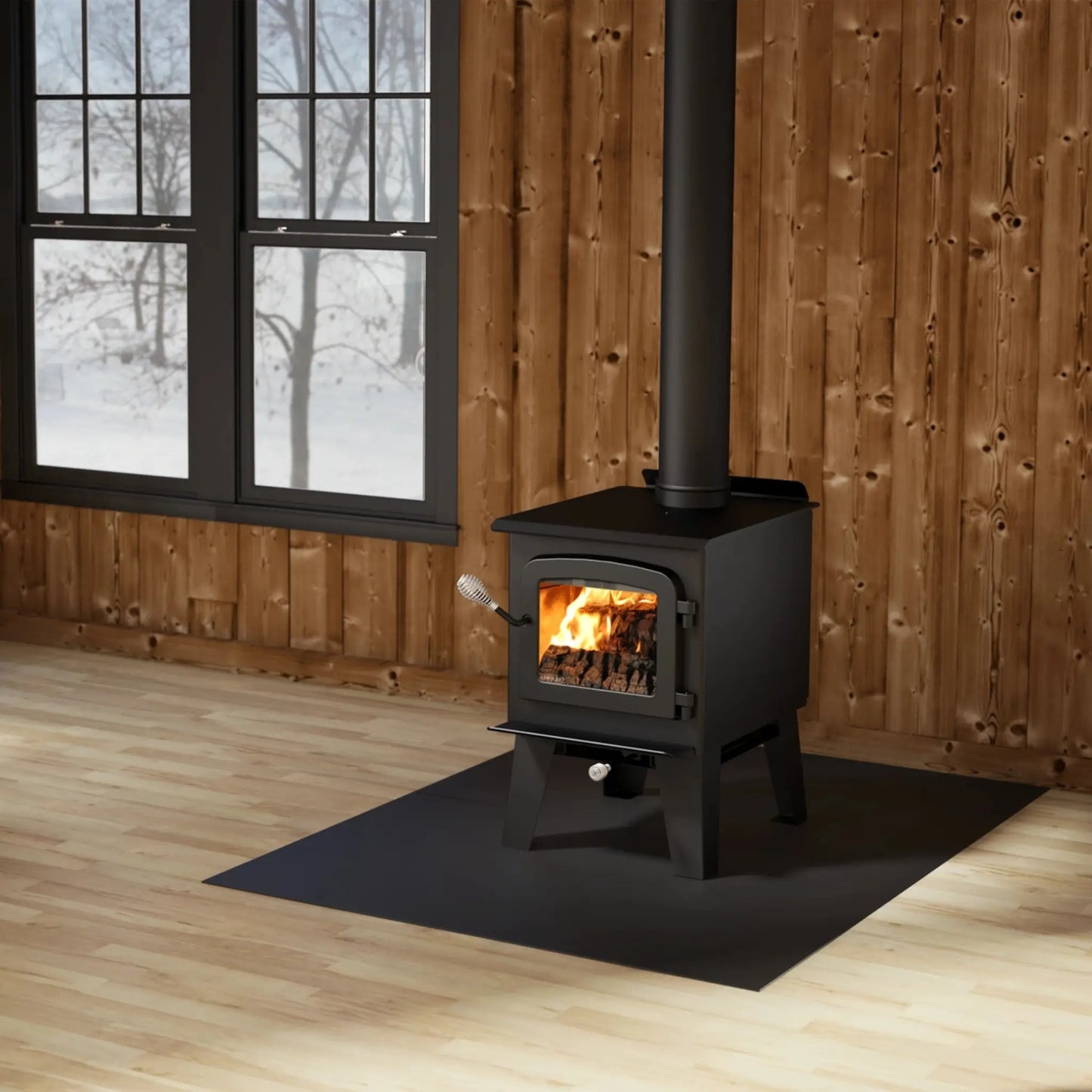 Drolet Spark II Wood Stove - Black Finish Angle View