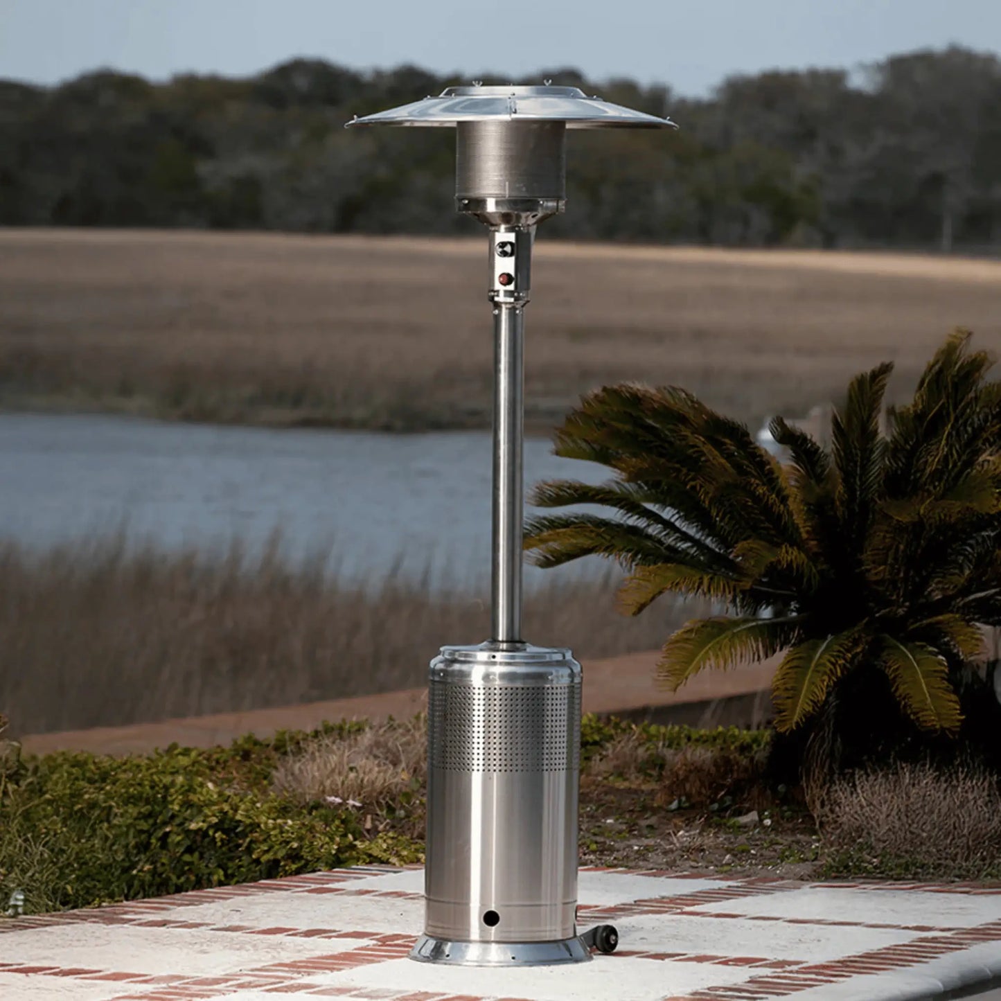 Fire Sense Stainless Steel Pro Series Propane Patio Heater Stainless Steel Finish Front View