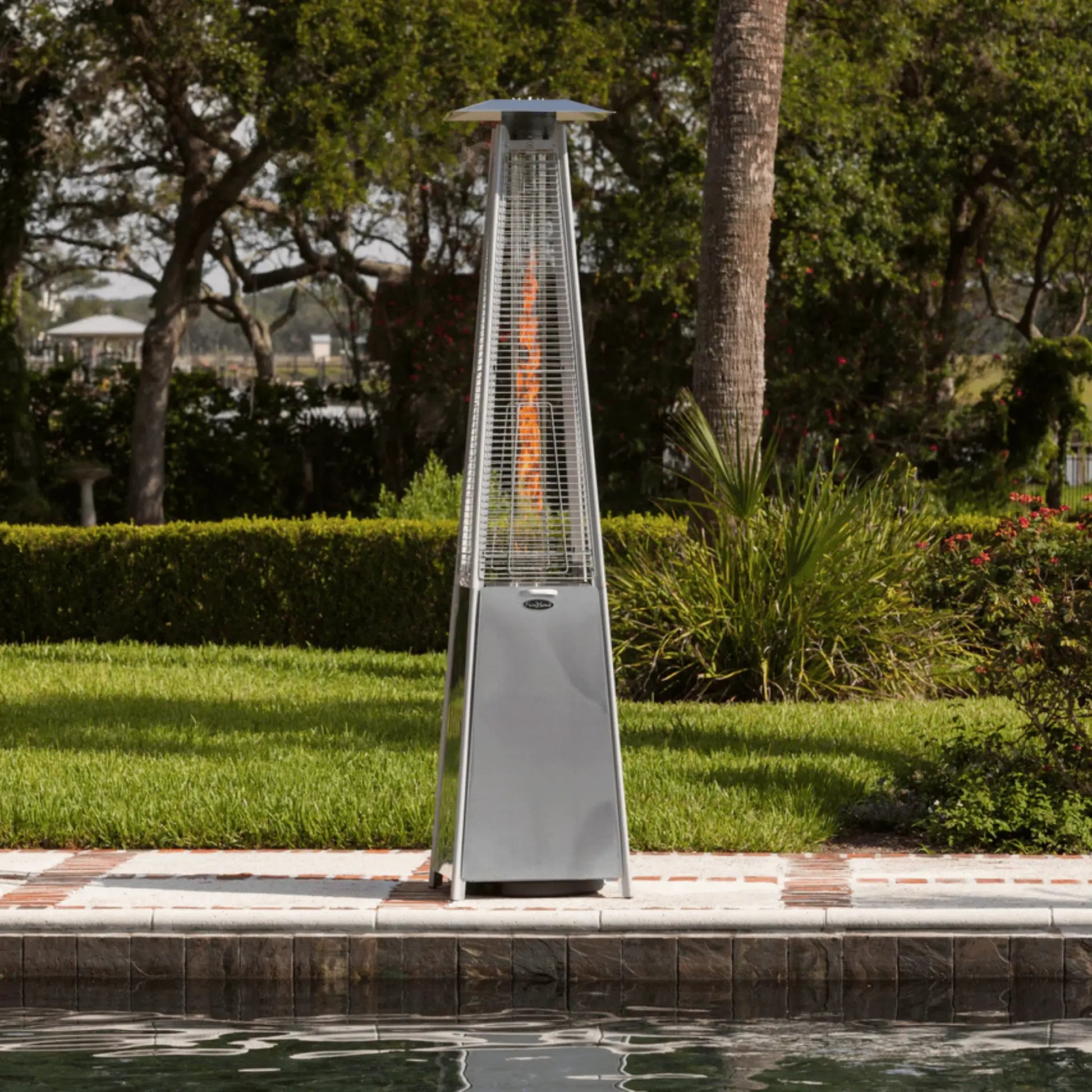 Fire Sense Stainless Steel Pyramid Flame Propane Heater - Stainless Steel Finish Front View