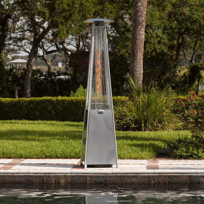 Fire Sense Stainless Steel Pyramid Flame Propane Heater - Stainless Steel Finish Front View