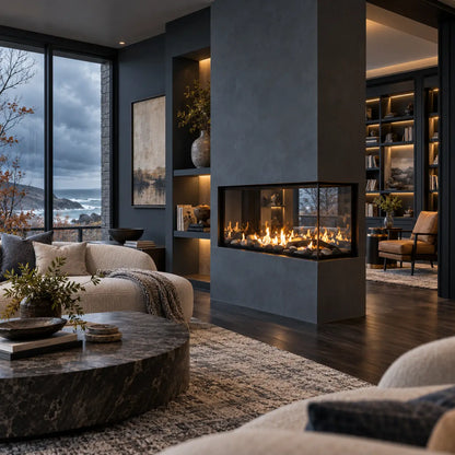 Sierra Flame Lyon 48" 4-Sided See-Through Direct Vent Gas Fireplace | Full 360° View | No Gaps No Screens