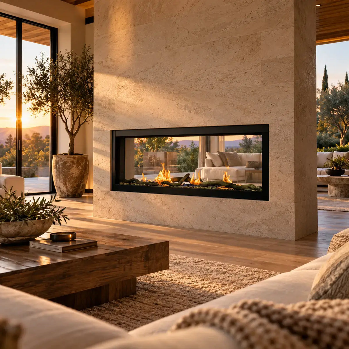 Sierra Flame Emerson 48" Slim See-Through Direct Vent Gas Fireplace | Deluxe | NG & LP