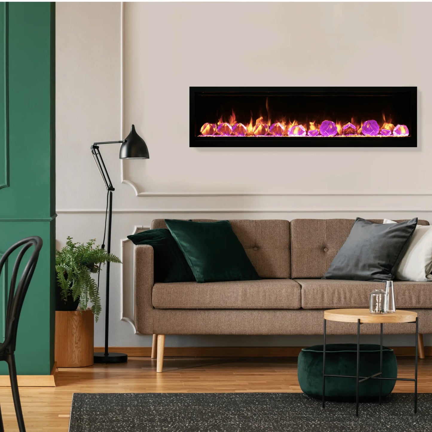 Amantii Symmetry Lumina Electric Fireplace -  Black Finish Front View