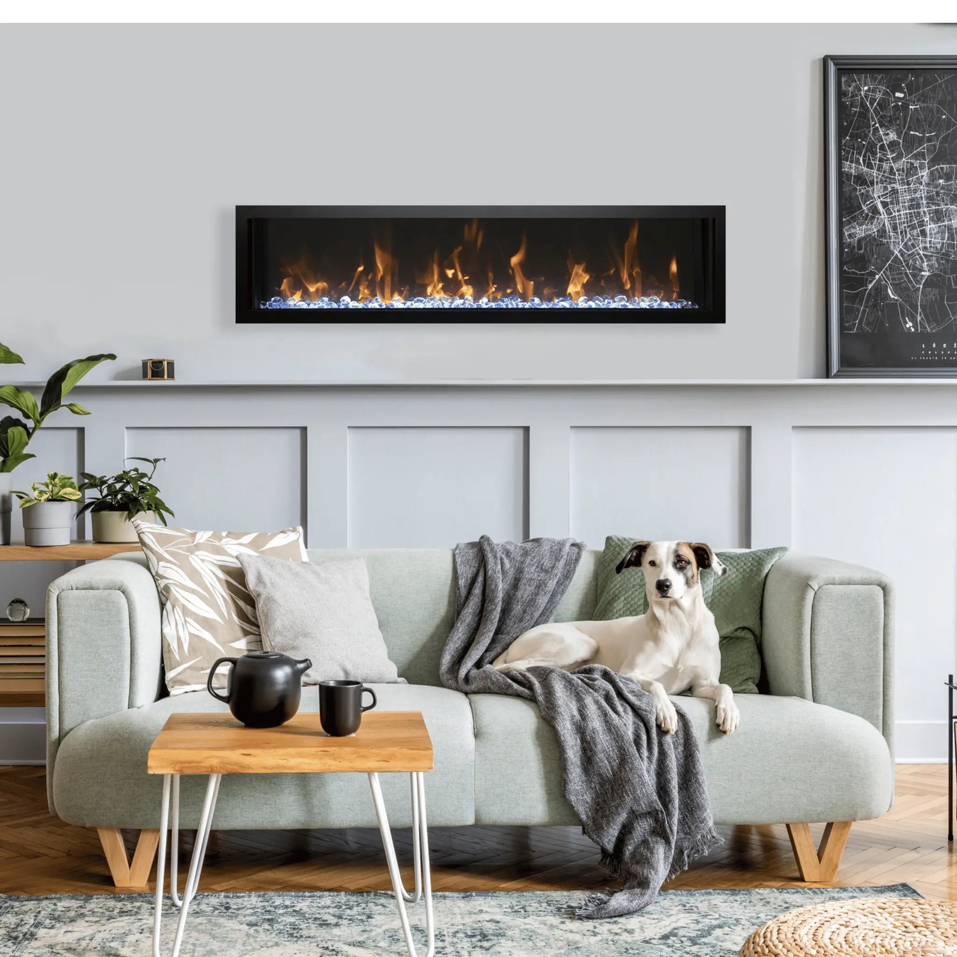Amantii Symmetry Xtra Slim Smart Electric Fireplace -  Black Finish Front View