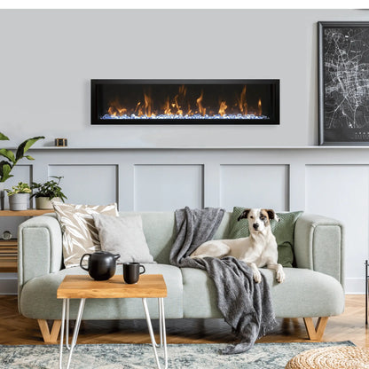 Amantii Symmetry Xtra Slim Smart Electric Fireplace -  Black Finish Front View