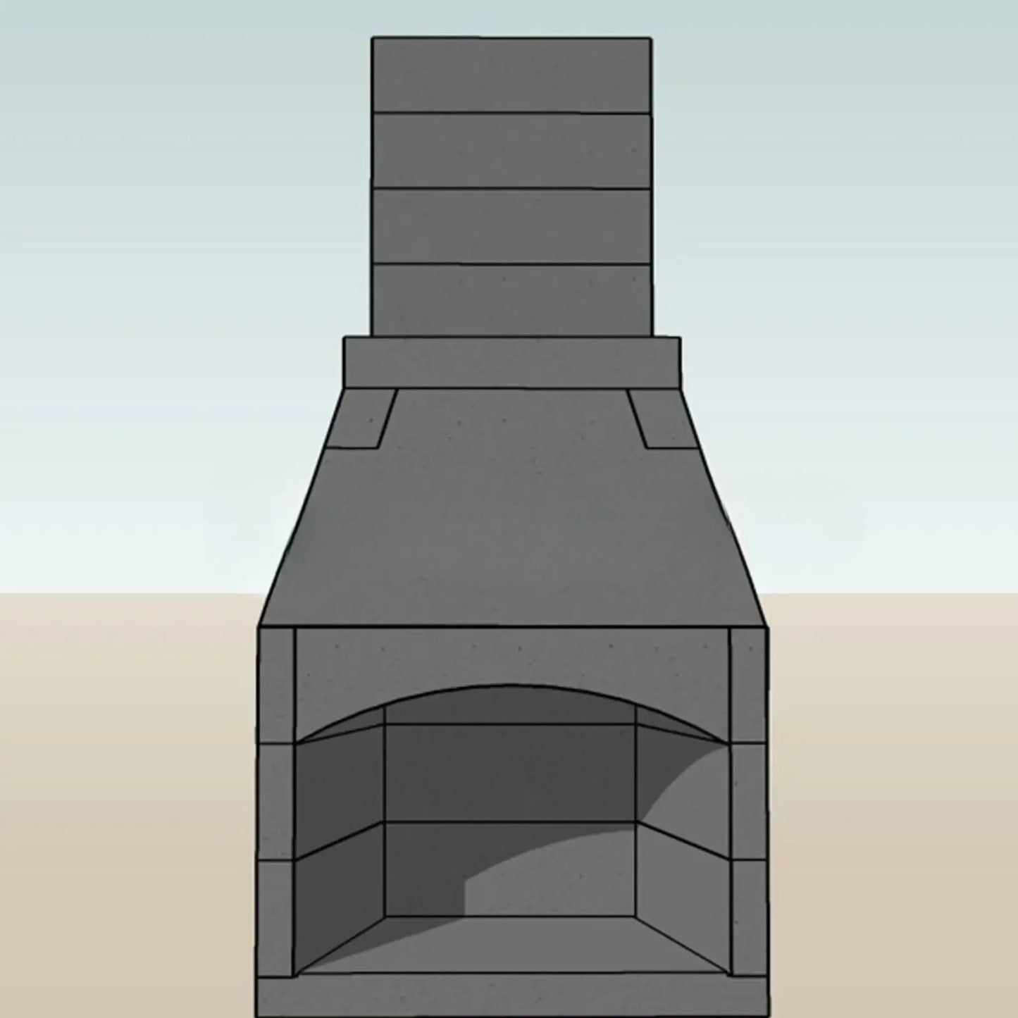 FireRock arched outdoor fireplace Tuscan-style front opening close-up