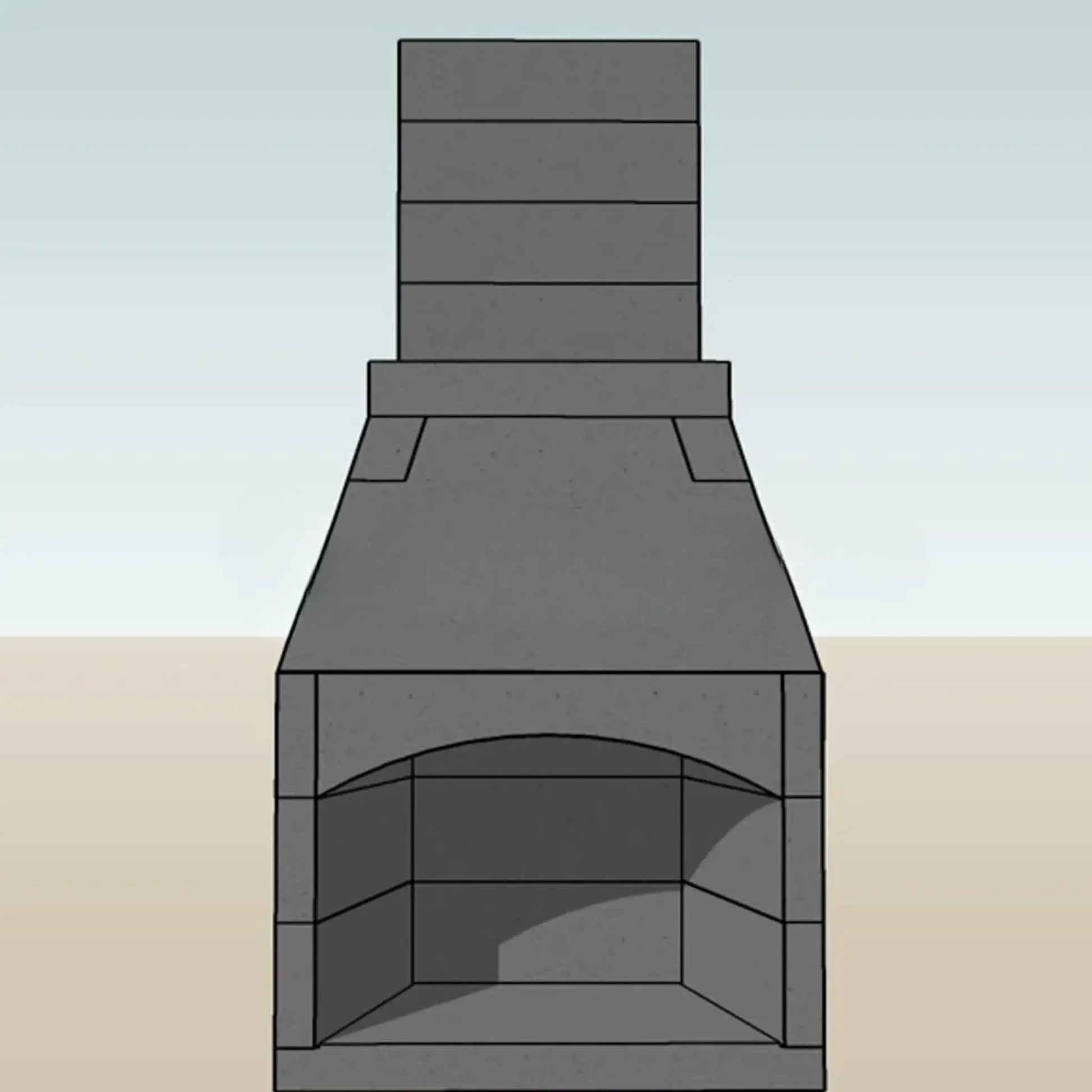 FireRock arched outdoor fireplace Tuscan-style front opening close-up