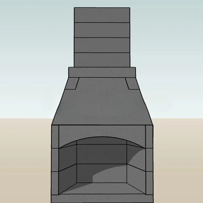 FireRock arched outdoor fireplace Tuscan-style front opening close-up
