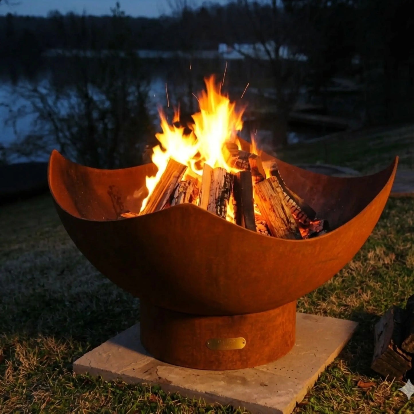 Fire Pit Art Manta Ray Steel Fire Pit – Ocean-Inspired Sculptural Outdoor Fire Pit – Detail View