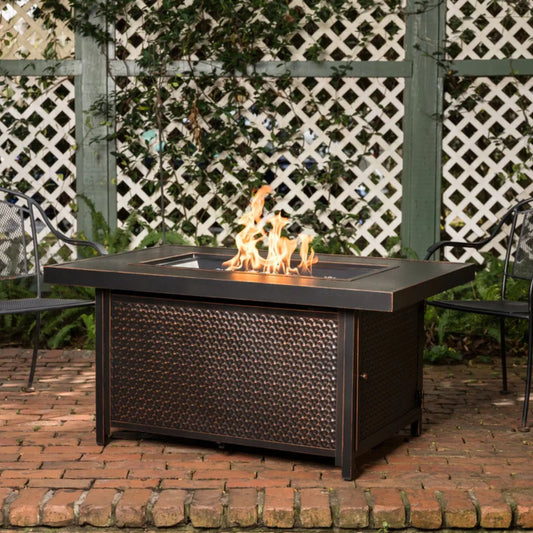 Fire Sense Weyland Rectangle Aluminum Propane Fire Pit - Bronze Angle View